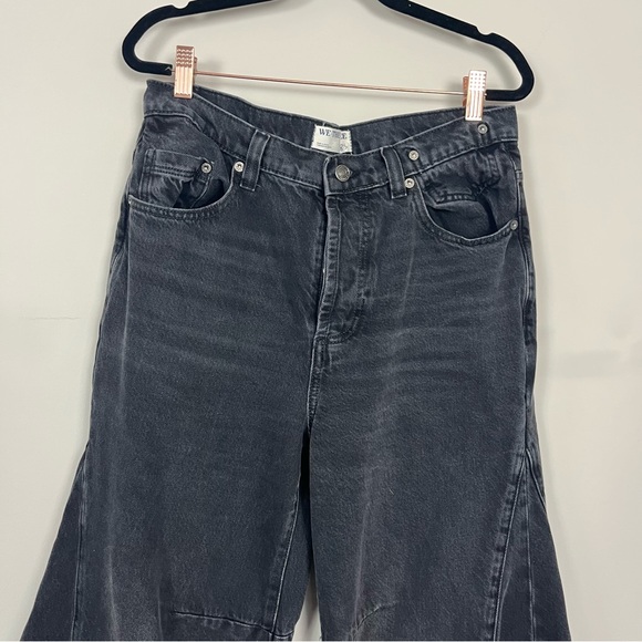 FREE PEOPLE WE THE FREE EDEN HIGH SLOUCHY FLARE JEANS IN BLACK SIZE 28 SHORT - Picture 11 of 16